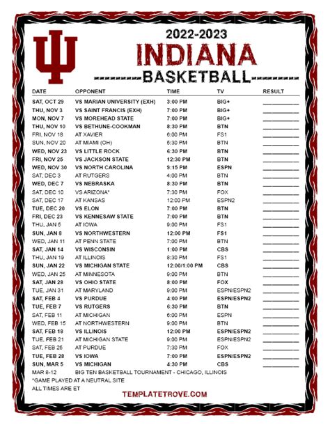 iu basketball printable schedule|iu basketball 2022 23 schedule.